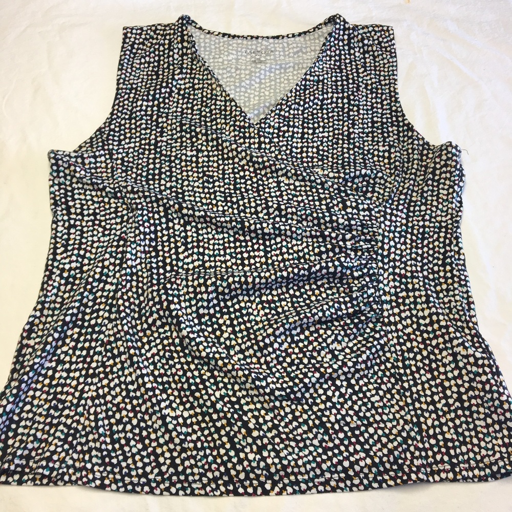 TALBOTS BLACK  SLEEVELESS WRAP BLOUSE